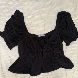 Urban Outfitters Black Puff Sleeve Top